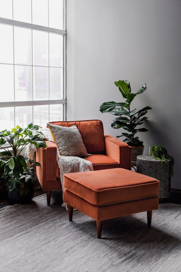 Albany Velvet Armchair (Rust)