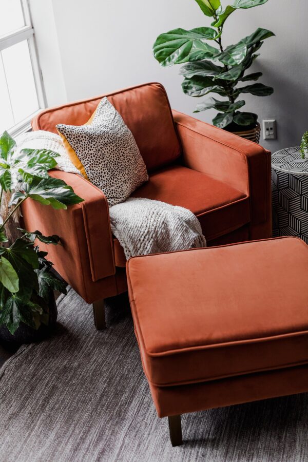 Albany Velvet Armchair (Rust)