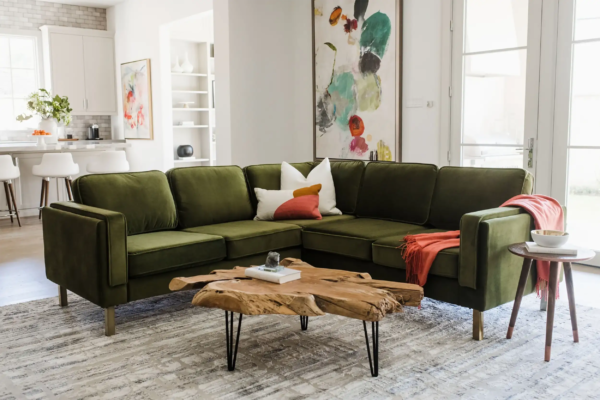 Albany Corner Sectional (Olive Velvet)