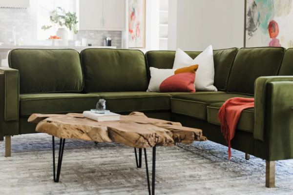 Albany Corner Sectional (Olive Velvet)