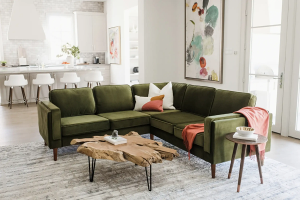 Albany Corner Sectional (Olive Velvet)