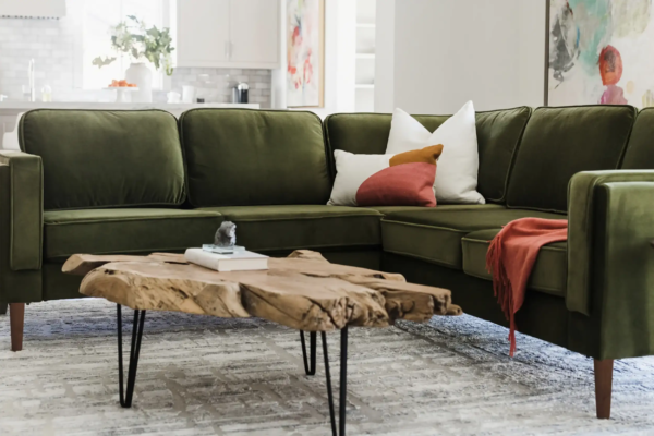 Albany Corner Sectional (Olive Velvet)