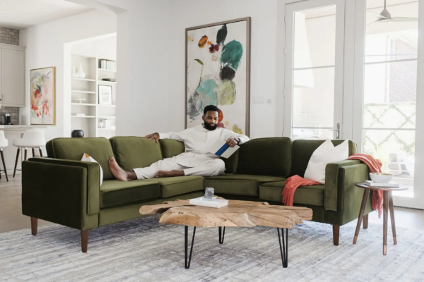 Albany Corner Sectional (Olive Velvet)