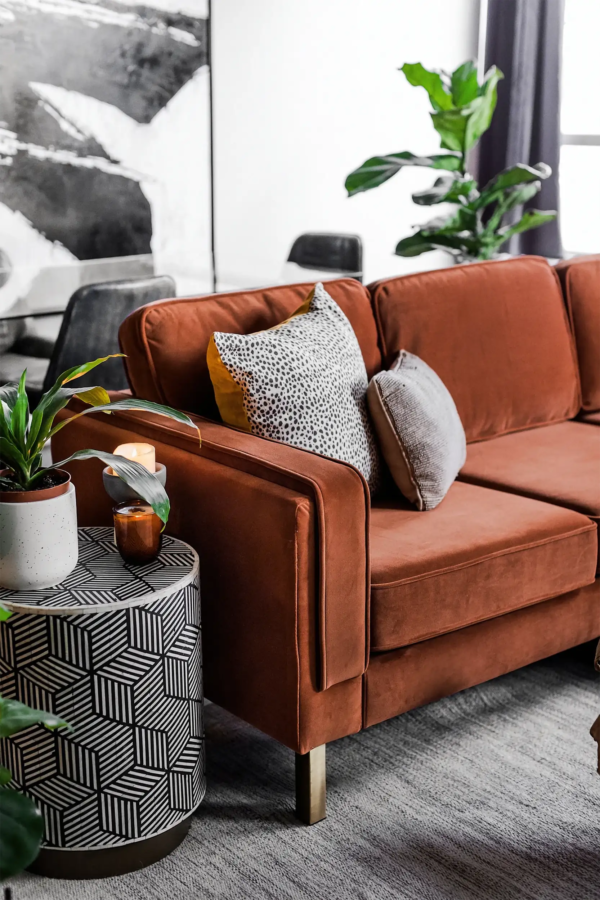 Albany Corner Sectional (Rust Velvet)