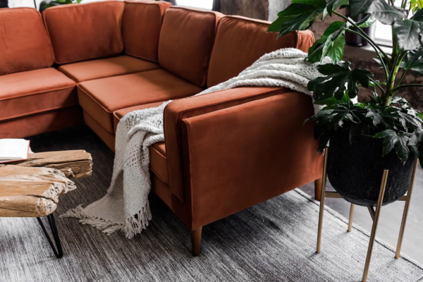 Albany Corner Sectional (Rust Velvet)