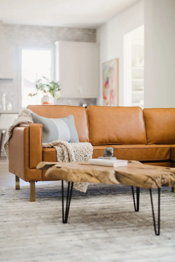 Albany Corner Sectional (Distressed Vegan Leather)