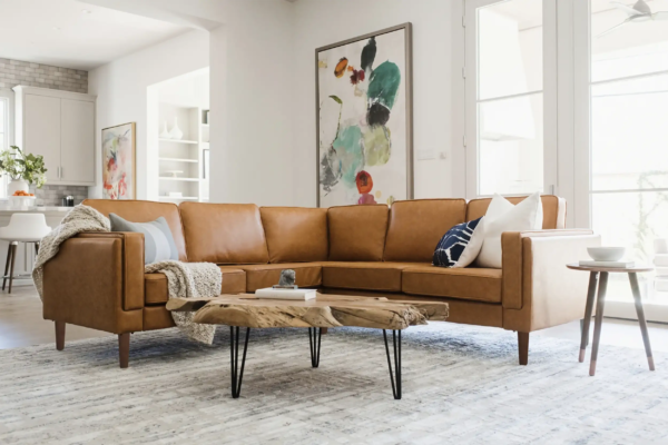 Albany Corner Sectional (Distressed Vegan Leather)