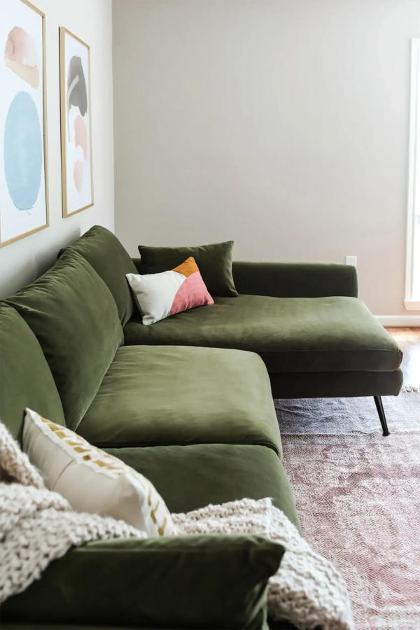 Park Sectional Sofa (Olive Velvet)