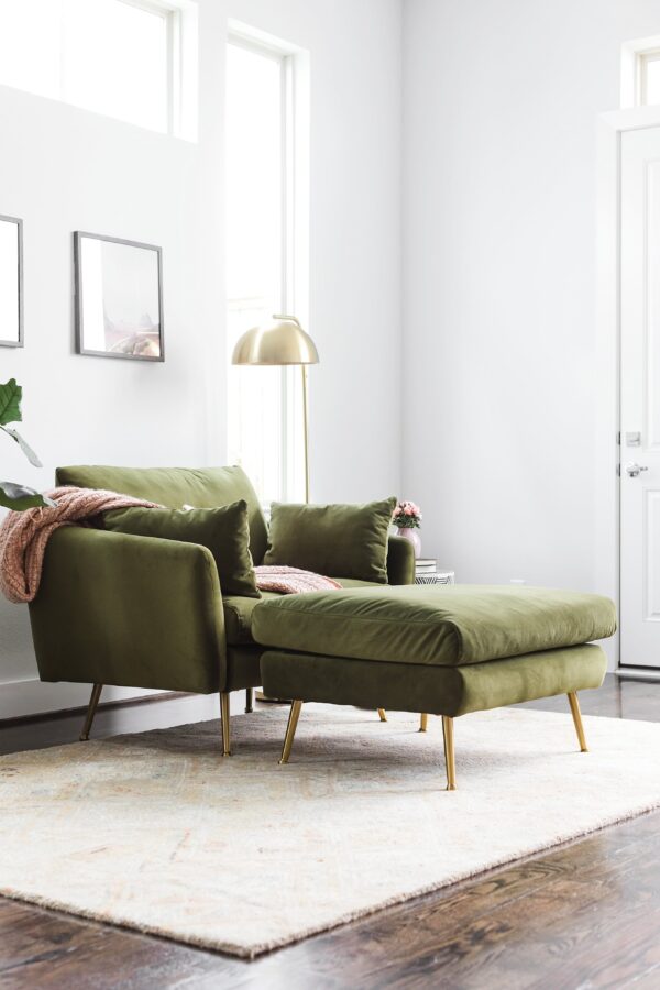 Park Ottoman (Olive Velvet)