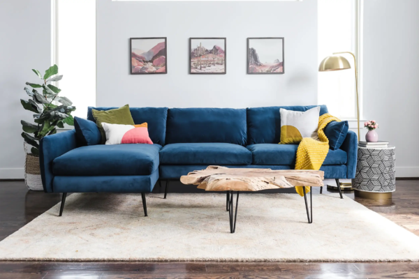 Park Sectional Sofa (Blue Velvet)