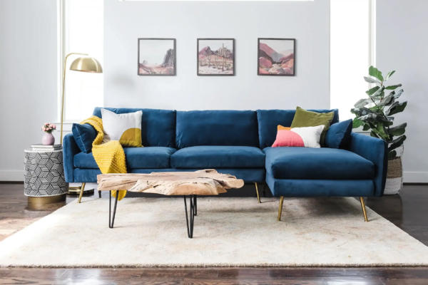 Park Sectional Sofa (Blue Velvet)