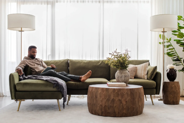 Park Sectional Sofa (Olive Velvet)
