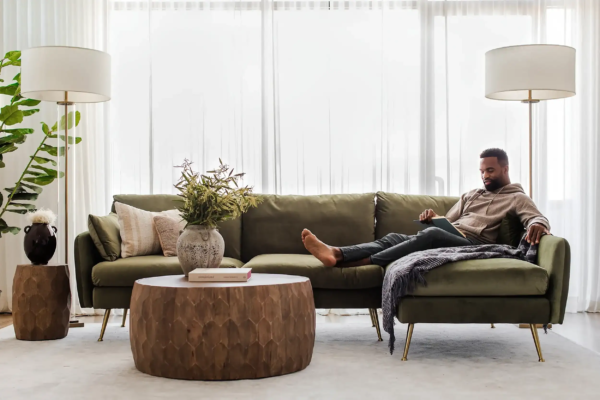 Park Sectional Sofa (Olive Velvet)
