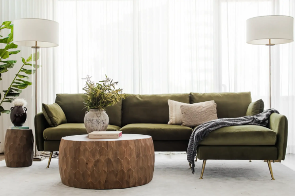 Park Sectional Sofa (Olive Velvet)